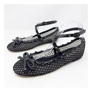 Valentino Rockstud Mesh Bow Ballet Flats Womens Size EU 38.5